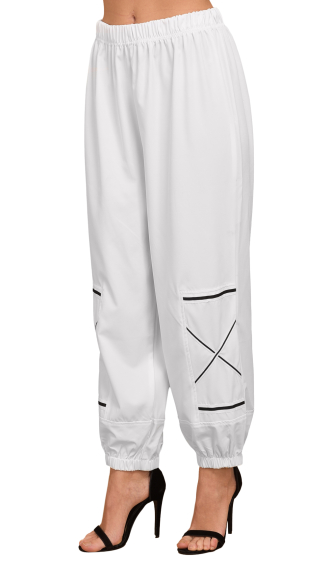 Wholesaler Pomme Rouge Paris - White pants with sports stripe (B175)