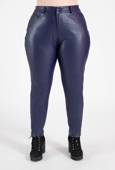 Wholesaler Pomme Rouge Paris - Blue faux leather pants (B305)