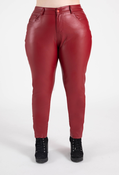 Grossiste Pomme Rouge Paris - Pantalon similicuir rouge (B305)