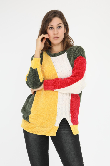 Wholesaler Pomme Rouge Paris - Plus size khaki colorblock sweater