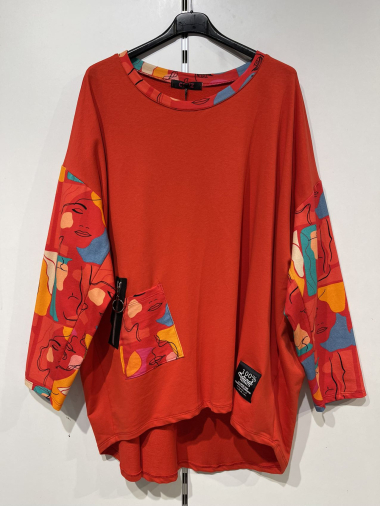 Wholesaler Pomme Rouge Paris - Large size semi-printed sweater (T91344)