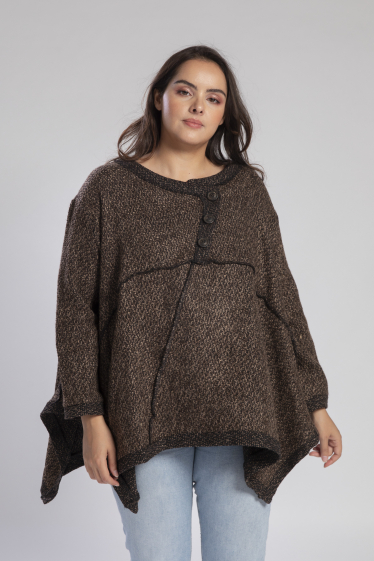 Wholesaler Pomme Rouge Paris - Chocolate oversized textured sweater (A728)