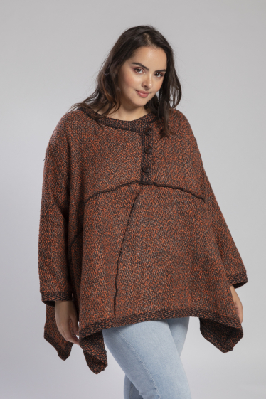 Wholesaler Pomme Rouge Paris - Rust oversized textured sweater (A728)