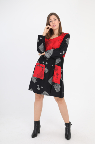 Wholesaler Pomme Rouge Paris - Two-tone dress (C6135)