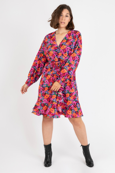 Wholesaler Pomme Rouge Paris - Printed wrap dress (C6529)