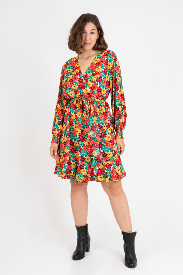 Wholesaler Pomme Rouge Paris - Printed wrap dress (C6529)