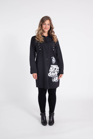 Wholesaler Pomme Rouge Paris - Shirt dress with eyelets (CA6513)