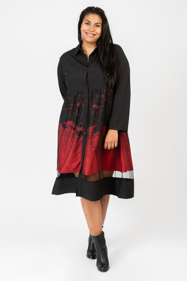 Wholesaler Pomme Rouge Paris - Plus Size Shirt Dress (C6590)