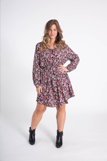Wholesaler Pomme Rouge Paris - Printed shirt dress (C6516)