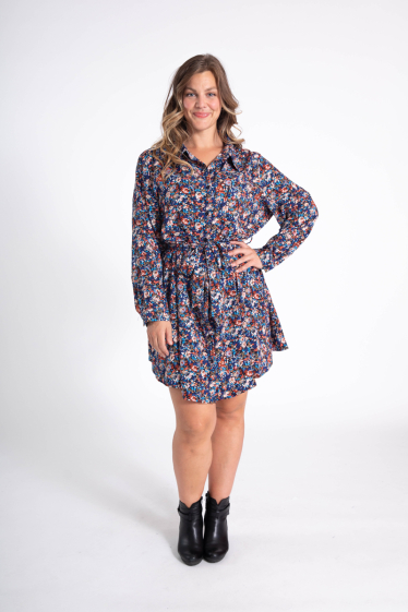 Wholesaler Pomme Rouge Paris - Printed shirt dress (C6516)