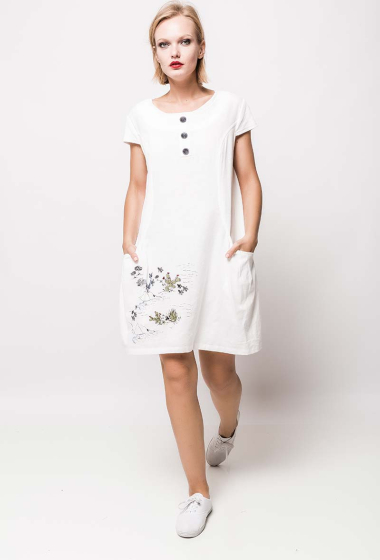 Wholesaler Pomme Rouge Paris - Short dress with pattern (A882)