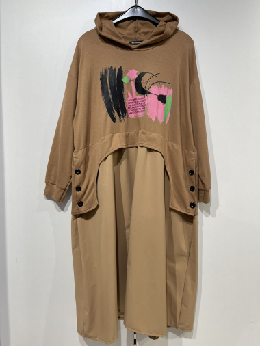 Wholesaler Pomme Rouge Paris - Camel layered effect dress (T91779)