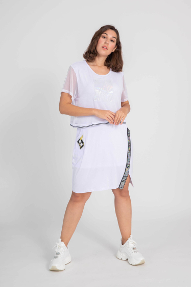 Wholesaler Pomme Rouge Paris - Plus size layered effect dress (C6339)