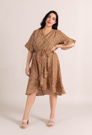 Wholesaler Pomme Rouge Paris - Plus Size Printed Flamenco Dress (C6273)