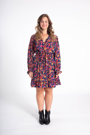 Wholesaler Pomme Rouge Paris - Plus Size Floral Dress (C6520)