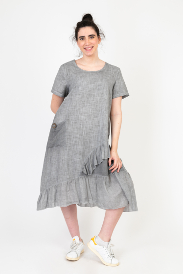 Wholesaler Pomme Rouge Paris - Plus size gray asymmetric base dress (C8017)