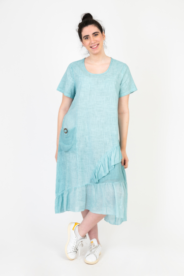Wholesaler Pomme Rouge Paris - Plus size turquoise asymmetric base dress (C8017)