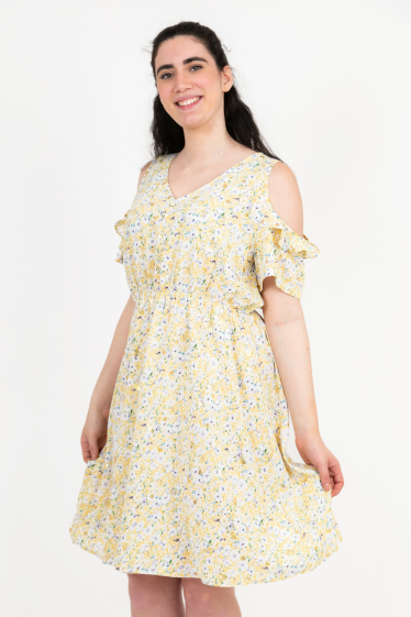 Wholesaler Pomme Rouge Paris - Plus size yellow print dress (C6575)