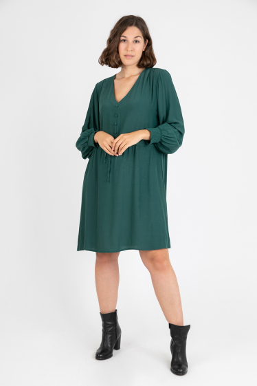 Großhändler Pomme Rouge Paris - Schlichtes grünes Kleid in Übergröße (C6526)