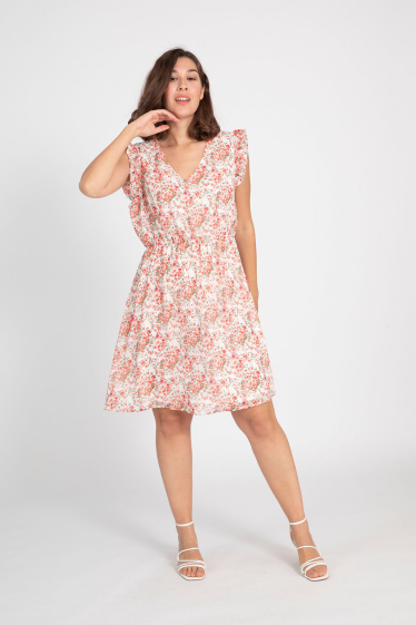 Wholesaler Pomme Rouge Paris - Plus Size Floral Print Dress (C6359)