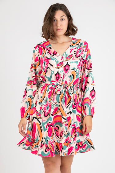 Großhändler Pomme Rouge Paris - Bedrucktes Kleid in Übergröße (C6529)