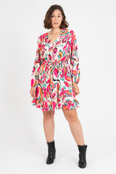 Wholesaler Pomme Rouge Paris - Plus size printed dress (C6532)