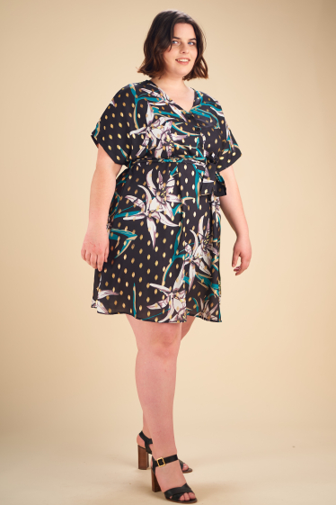 Großhändler Pomme Rouge Paris - Kleid mit tropischem Print (C6207)