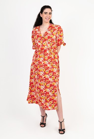 Großhändler Pomme Rouge Paris - Kleid mit Blumendruck