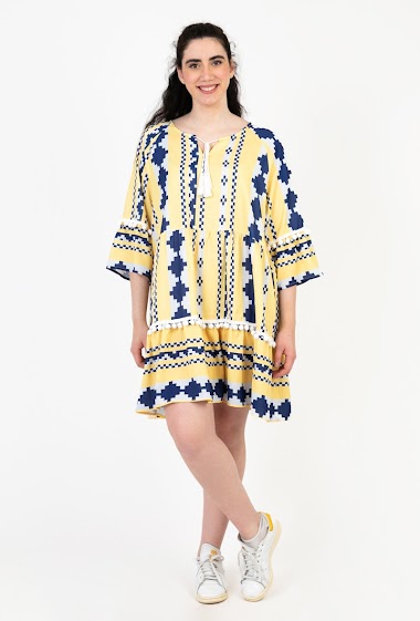 Großhändler Pomme Rouge Paris - Kleid mit Maya-Print