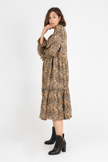 Großhändler Pomme Rouge Paris - Langes Kleid mit Kamelmuster (C6533)