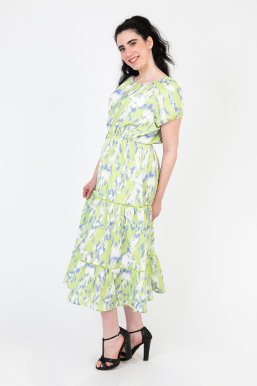 Wholesaler Pomme Rouge Paris - Long green print dress (C6551)
