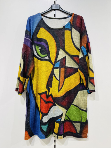 Wholesaler Pomme Rouge Paris - Plus size patterned sweater dress