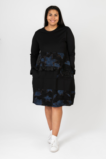 Wholesaler Pomme Rouge Paris - Blue semi printed dress (CA6623)