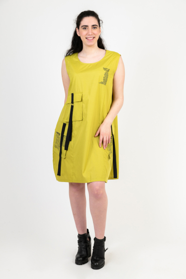 Großhändler Pomme Rouge Paris - Gelbes Kleid im urbanen Stil (C6573)