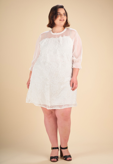 Wholesaler Pomme Rouge Paris - White textured dress (C6190)