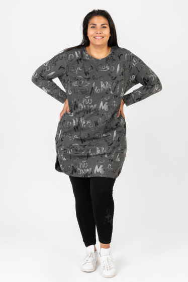 Wholesaler Pomme Rouge Paris - Lurex printed tunic dress (C6593)