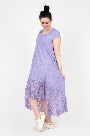 Wholesaler Pomme Rouge Paris - Purple dress with lace plus size (C8016)