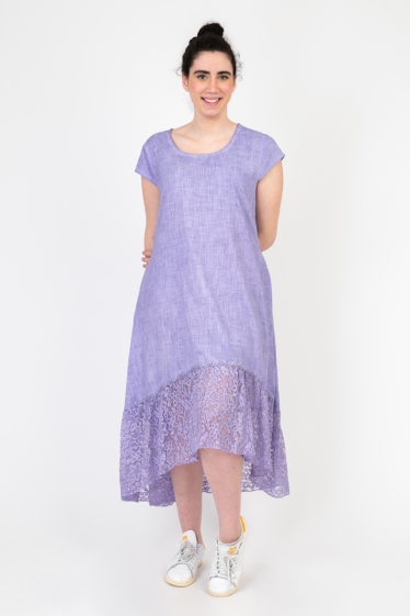 Wholesaler Pomme Rouge Paris - Purple dress with lace plus size (C8016)