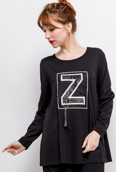 Wholesaler Pomme Rouge Paris - T-shirt with Z and strass