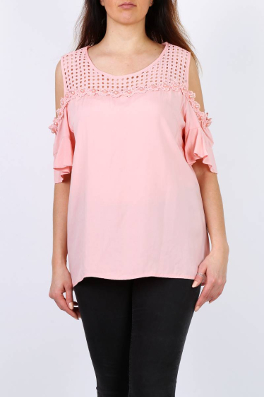 Wholesaler Pomme Rouge Paris - Openwork top with pearls (A958)