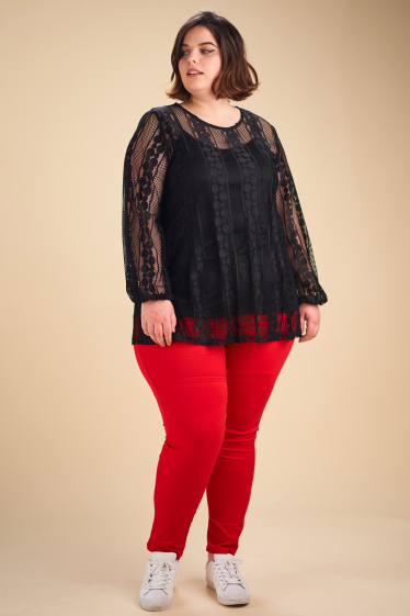 Wholesaler Pomme Rouge Paris - Black lace top + blouse (C6186)