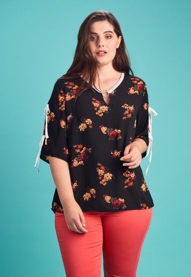 Wholesaler Pomme Rouge Paris - Printed top with lacing (A876)
