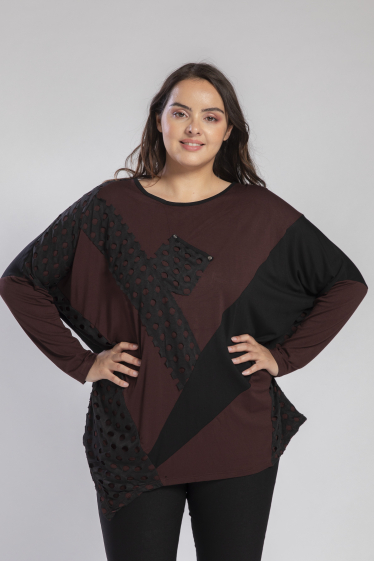 Wholesaler Pomme Rouge Paris - Oversized top with openwork yoke (A796)