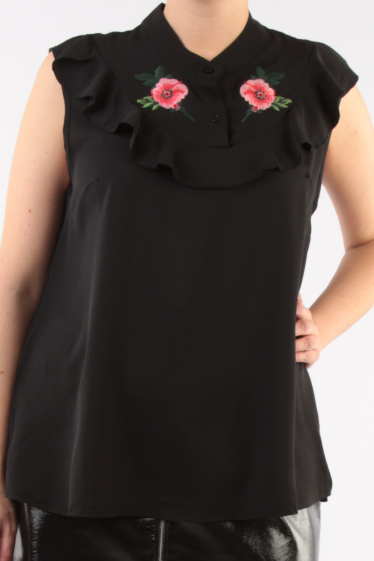 Wholesaler Pomme Rouge Paris - Sleeveless top with embroidery (A965)
