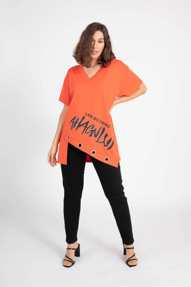 Mayorista Pomme Rouge Paris - Camiseta asimétrica naranja (C6383)