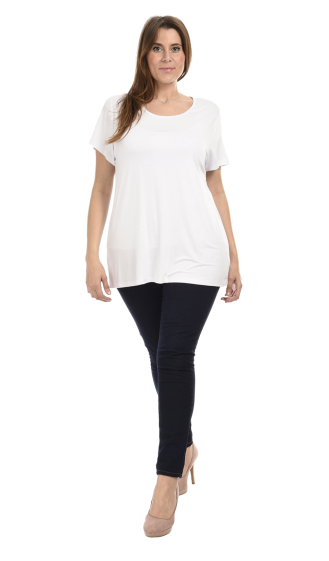 Großhändler Pomme Rouge Paris - Weißes Basic-T-Shirt in großen Größen (A608)