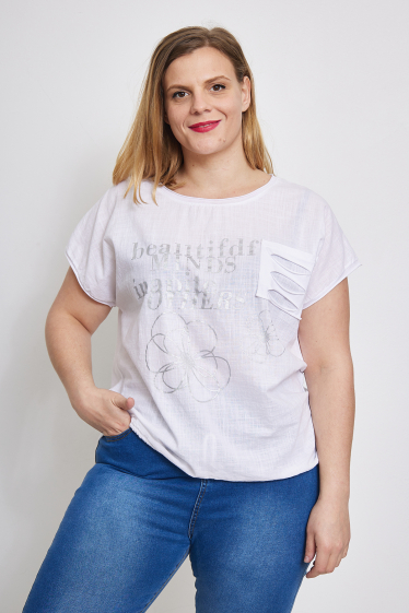 Großhändler Pomme Rouge Paris - Baumwoll-T-Shirt in großen Größen (C8004)