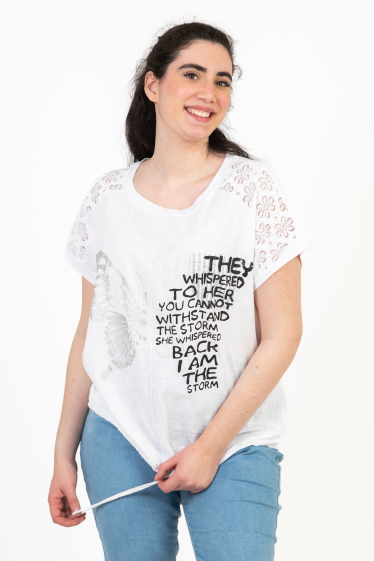 Großhändler Pomme Rouge Paris - Weißes T-Shirt in großen Größen (C8010)