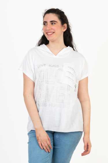 Mayorista Pomme Rouge Paris - Camiseta blanca tallas grandes (C8012)
