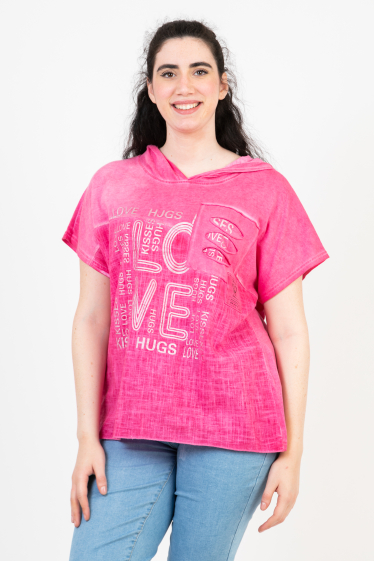 Großhändler Pomme Rouge Paris - Rosa T-Shirt in Übergröße (C8012)